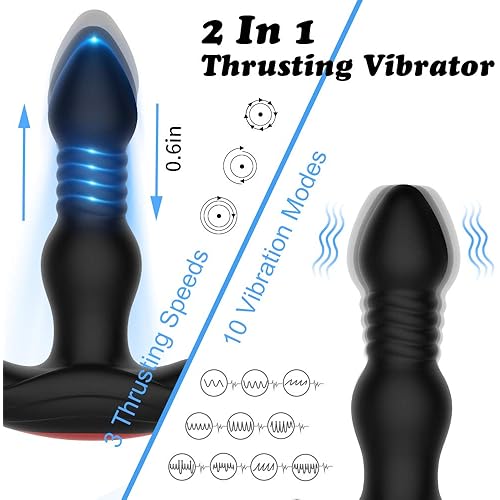 Prostate Massager Anal Vibrator with 10 Vibration Modes 3 Thrusting Speed, Adorime Butt Stimulator Plug for Male and Women Advanced Players Adult Sex Toy