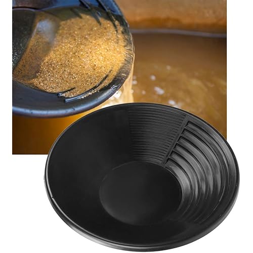 Black Plastic Gold Mining Pan,Multifuction Black Plastic Gold Mining Pan Rushing Sifting Classifying Gold Tool,Plastic Gold Pan with Dual Riffles