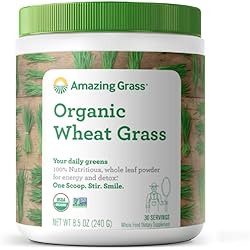 Amazing Grass Wheat Grass Powder: 100% Whole-Leaf Wheat Grass Powder for Energy, Detox & Immunity Support, Chlorophyll Providing Greens, 30 Servings