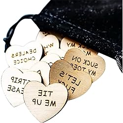 QIAOO 20Pcs Date Night Activity Tokens, Valentines Ideas Gifts for Couples, Funny Wooden Couples Date Night Activity Token, Romantic Funny Sex Token Gift for Him Package 1, Heart-Shaped