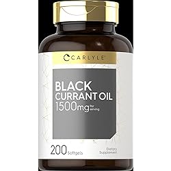 Niri Black Currant Oil Softgels | 1500mg | 200 Count, Gluten, Wheat, Yeast, Lactose, Artificial Sweetener, Preservatives & Non-GMO