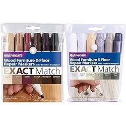 Rejuvenate Exact Match Wood Furniture and Wood Floor Repair Markers Maple Oak Cherry Walnut Mahogany and Espresso and White Gray Colors
