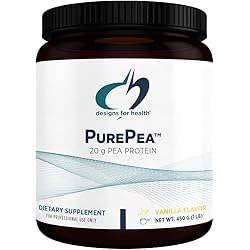 Designs for Health PurePea - 20g Vegan Pea Protein, Non-GMO Drink Mix Protein Powder Supplement, Vanilla 15 Servings 450g