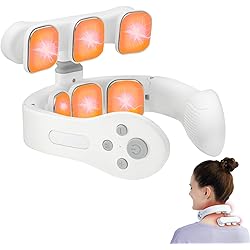Electric Pulse Neck Massager with Heat for Pain Relief, Cordless Portable Intelligent Massager6 Powerful 3D Therapy Node Neck RelaxDeep Tissue Muscle Massage for Women Men, Home, Office, Travel