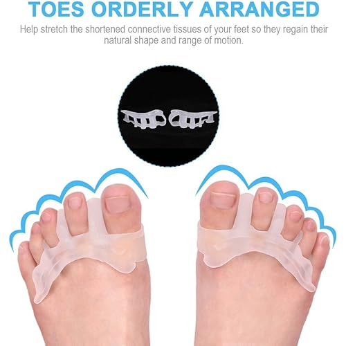 Toe Separators Gel Silicone Toe Spacers, Hammer Toe Straightener Spreaders, Overlapping Toe Corrector Toe Alignment for Bunion Pain Relief for Women Men Night and Day Use