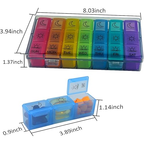 GOGOODA Weekly Pill Organizer 3 Times a Day, Pill Holder Box 7 Day, Daily Pill Organizer Case for VitaminsFish OilsSupplements