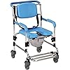 Homecraft-10659 Ocean Wheeled Shower Commode Chair, Padded Shower Seat with Wheels and Built In Toilet, Shower Chair and Toilet, Bath Stool for Bathing, Elderly, Disabled, and Limited Mobility