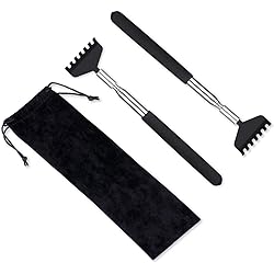 2 Pack Portable Extendable Back Scratcher, Metal Stainless Steel Telescoping Back Scratcher Tool with Carrying Bag Black