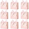 36 Pcs Thank You Gift Bag Party Favor Candy Bags Pure Pink Paper Gift Boxes Mini Paper Gift Bags with Pink Bow Ribbon Decor for Wedding, Bridal Baby Shower, Party Favor 5.51 x 2.36 x 4.72 Inches