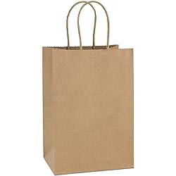 BagDream Small Gift Bags 100Pcs 5.25x3.75x8 Inches Kraft Gift Paper Bags with Handles Bulk, Paper Shopping Bags, Birthday Wedding Party Favor Bags, Brown Gift Bags for Craft Takeouts Business