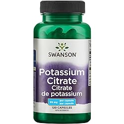 Swanson Potassium Citrate - Mineral Supplement Promoting Heart Health & Energy Support - Aids Optimal Nerve & Kidney Function with Natural Ingredients - 120 Capsules, 99mg Each