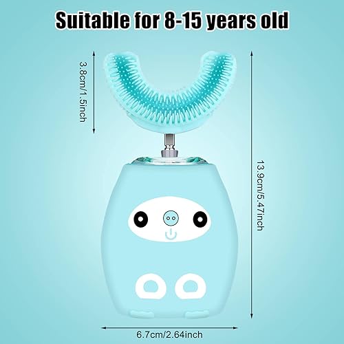 Ziliny Kids U Shaped Electric Toothbrush, Kids Automatic Timer Tooth Brush, Ultrasonic Automatic Toothbrushes with 3 Cleaning Modes, Waterproof Auto Toothbrush for Children Toddler Age 3-7, Blue