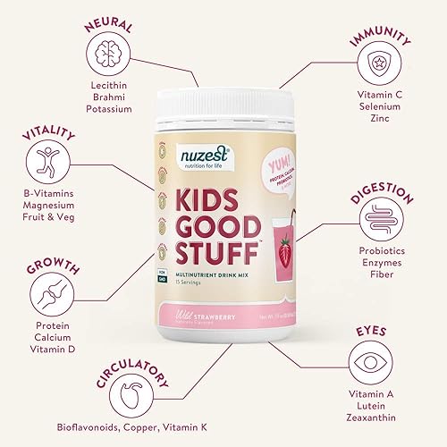 Vanilla Caramel Kids Good Stuff by Nuzest - Multivitamin Drink, 10 Count