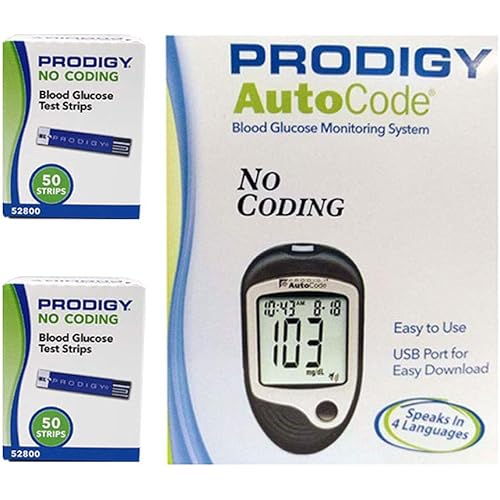 Prodigy AutoCode® Talking Blood Glucose Meter Plus 2 Boxes 100ct Prodigy Test Strips
