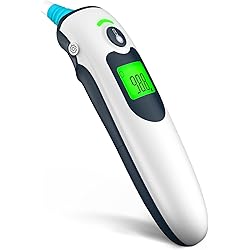 Ear Thermometer for Kids, Baby Thermometer with Ear and Forehead Mode for Adults, Kids and Objects, Digital Ear Thermometer with Accurate 1 Second Reading Fever Alarm and Large LCD Display