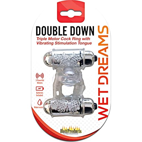 Hott Products Unlimited 64608: Wet Dreams Double Down Cock Ring WBullet