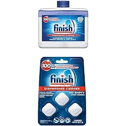 Finish Dual Action Dishwasher Cleaner: Fight Grease & Limescale, Fresh, 8.45oz and Finish in-Wash Dishwasher Cleaner: Clean Hidden Grease & Grime, 3ct