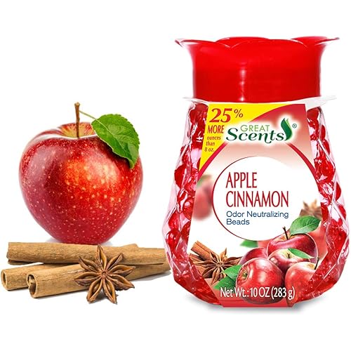 Home Select Gel Pearl Beads Air Freshener Apple Cinnamon - Eliminates Odors - Made with Natural Essential Oils - 10 Oz. Each Pack of 6