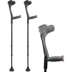 KMINA - Forearm Crutches for Adults x2 Units, Open Cuff, Arm Crutches for Women with Non Slip Tips, Aluminum Crutches for Walking, Adjustable Crutches Adult, Crutches for Men - Made in Europe