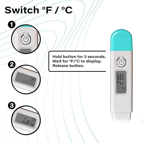 Facelake FT82 Digital Oral Thermometer for Oral, Armpit or Rectal Temperature, Waterproof