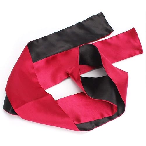 Sleeping Mask Satin Eye Mask Red Black Blindfold,59 Inches Red-1