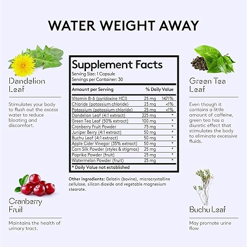 Water Loss & Weight Management Support for Women at Period | Pills to Balance Carbs Absorption & Relief Swelling & Belly Bloat Reducing Waist Line | Help Preventing Hormonal Weight Gain & Feel Lighter