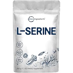 Pure L Serine Powder, 500 Grams 250 Day Supply, Filler Free, Supports Production of L-Cystine & L-Tryptophan for Brain Health, Water Soluble, No GMOs, No Gluten