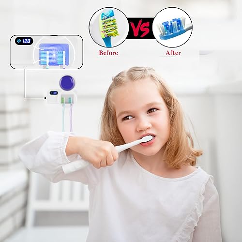 TAISHAN UV Sanitizer Toothbrush Case，Portable Mini Toothbrush Holder with Fan Drying Function,Kills 99.9% of Germs，Fits All Toothbrushes for Electric and Manual,Safety Feature for Home and Travel