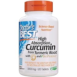 Doctor's Best Curcumin From Turmeric Root with C3 Complex & BioPerine, Non-GMO, Gluten Free, Soy Free, Joint Support, 1000 mg, 120 Tablets