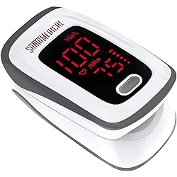 Fingertip Pulse Oximeter, Blood Oxygen Saturation Monitor SpO2 with Pulse Rate Measurements and Pulse Bar Graph, Portable Digital Reading LED Display, Batteries and Carry Case Included
