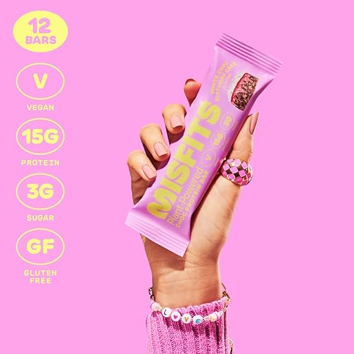 Misfits Vegan Protein Bar, Plant Based Chocolate Protein Bar, High Protein, Low Sugar, Low Carb, Gluten Free, Dairy Free, Non GMO, Pack Of 12 Birthday Cake