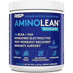 RSP AminoLean Recovery - Post Workout BCAAs Amino Acids Supplement Electrolytes, BCAAs and EAAs for Hydration Boost, Immunity Support - Muscle Recovery Drink, Vegan Aminos, Blue Raspberry
