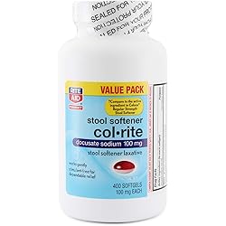 Rite Aid Col-Rite Stool Softener with Laxative Softgels, 100mg - 400 Count | Constipation Relief