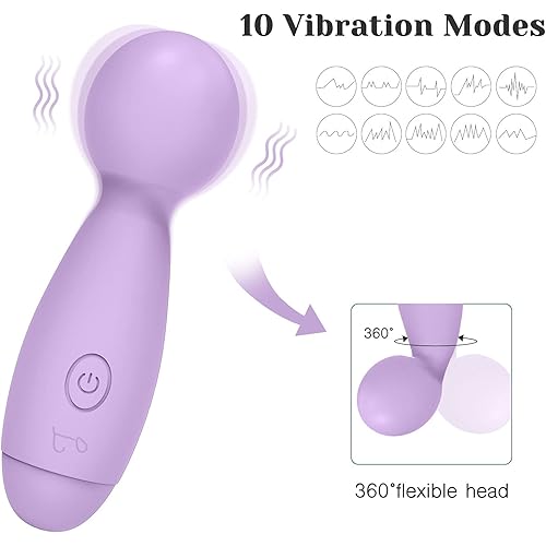 Tracy's Dog Mini Wand Massager, Portable RC Cordless Personal Massager with 10 Magic Vibrations Deep Tissue Body Massager for Neck & Back Shoulder Muscle Pain Relief, AAA Battery Powered Purple
