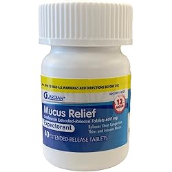 Guardian Mucus Relief, 600mg Guaifenesin 12 Hour Extended Release, Chest Congestion Expectorant 40 Count Bottle Pack of 1