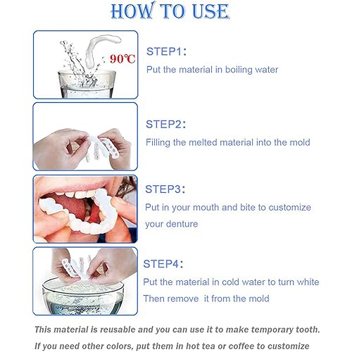 2 PCS Dentures Teeth - Temporary Teeth Perfect Fake Teeth - Veneers Dentures for Men and Women
