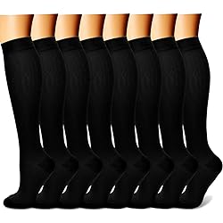 CHARMKING Compression Socks for Women & Men Circulation 8 Pairs 15-20 mmHg is Best Support for Athletic Running,Hiking