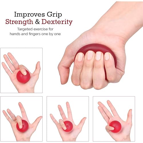 Soft Squeezable Hand & Finger Exercising Ball - Stress Relieving Tool - Set of 2