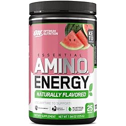 Optimum Nutrition Amino Energy Naturally Flavored Powder, Pre Workout, BCAAs, Amino Acids, Keto Friendly, Green Tea Extract, Energy Powder - Watermelon, 25 Servings