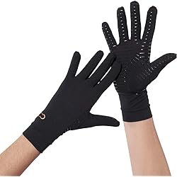 Copper Compression Arthritis Gloves - Touchscreen Tips. Relief for Hand Pain, Carpal Tunnel, Rheumatoid, Inflammation, Tendonitis, Trigger Finger, Neuropathy. Orthopedic Brace Fits Men & Women Medium