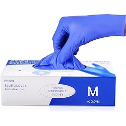 PEIPU Nitrile Gloves Disposable Gloves Medium, 100-Count, 4 Mil,Powder Free, Cleaning Service Gloves, Latex Free