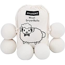 Wool Dryer Balls XHANGMZ 6 Pack XL Laundry Balls,New Zealand Wool Natural Organic Fabric,Baby Safe Without Chemical Additives,Clothing Anti Winding,Remove Static Electricity,Reusable,Saves Dry Time