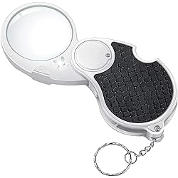 Magnifying Glass with Light, Lighted Magnifying Glass, 5X Handheld Pocket Magnifier Small Illuminated Folding Hand Held Lighted Magnifier for Reading Coins Hobby Travel - 45 Mm Diameter