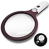 Extra Large 4X Magnifying Glass with 4 Ultra Bright LED Lights & 25X Zoom Lens, [Upgraded] Adjustable Brightness Level Illunimated Magnifier for Reading Small Prints, Aging Eyes Seniors & Hobbies