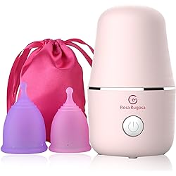 ROSA RUGOSA® Menstrual Cup Steamer, Portable Menstrual Cup Wash Kit, with Two Reusable Period Cup, High Temperature, Great Partner for Women Travel