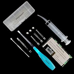 Airgoesin™ Upgraded Tonsil Stone Remover Tool or Earwax Removal, Blue, 5 Tips, Tonsillolith Pick Case 1 Irrigator Fresh Breath Oral Rinse