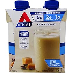 Atk Rtd Shake Cafe Crmal Size 44z Atkins Ready To Drink Shake Cafe' Carmel 1 Case of 4 Shakes