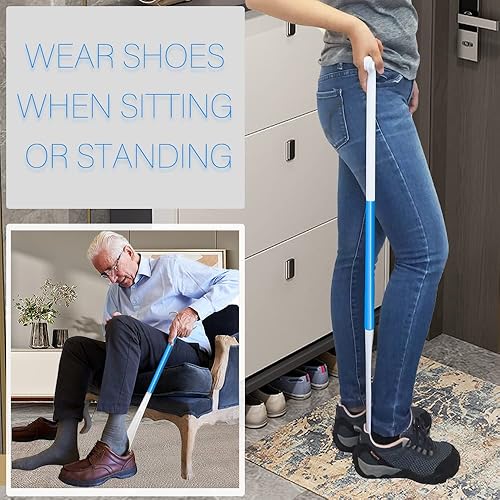 2 in One 35.5 Inch Extra Long Shoe Horn Dressing Stick Aid Helper for Elderly – Versatile, Adjustable Extended Dressing Aid for Shoes, Socks, Shirts and Pants
