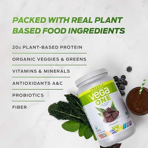Vega Organic All-in-One Vegan Protein Powder French Vanilla 18 Servings Superfood Ingredients, Vitamins for Immunity Support, Keto Friendly, Pea Protein for Women & Men, 1.5 lbsPackaging May Vary