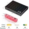 Extra Large Weekly Pill Organizer 4 Times a Day,Fullicon XL Large Pill Box, 7 Day Medicine Organizer,Black Pill case for VitaminFish OilSupplements